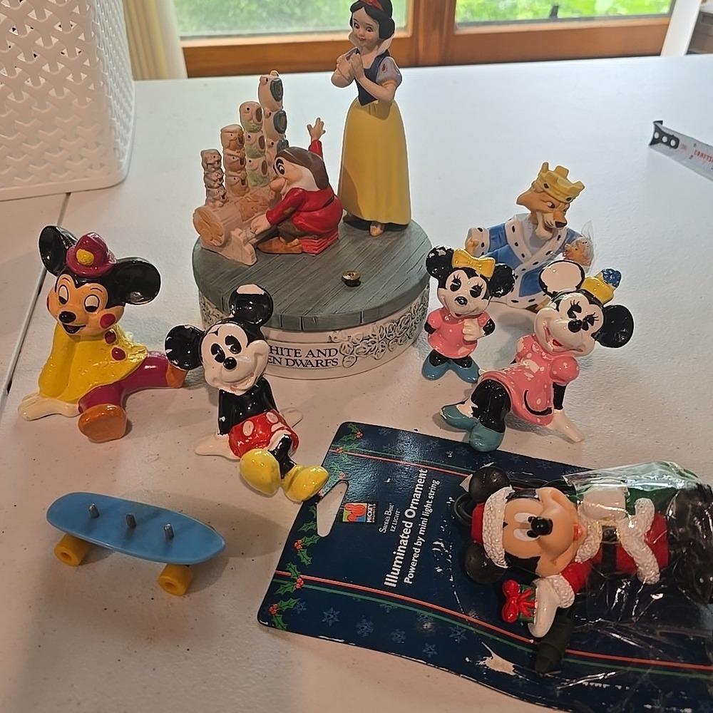 VTG Disney Mickey & Minnie Ceramic Lot Snow White Music Box See‎ Photos